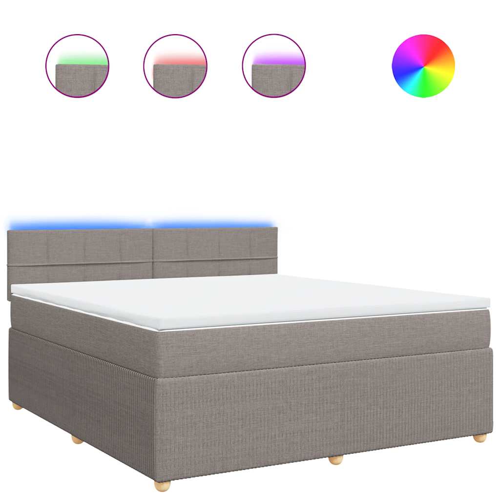 Κρεβάτι Boxspring με Στρώμα Taupe 180x200 εκ. Υφασμάτινο - Pakobazaar