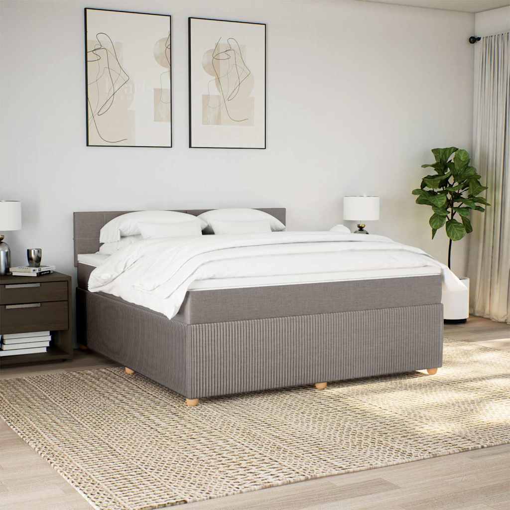 Κρεβάτι Boxspring με Στρώμα Taupe 180x200 εκ. Υφασμάτινο - Pakobazaar