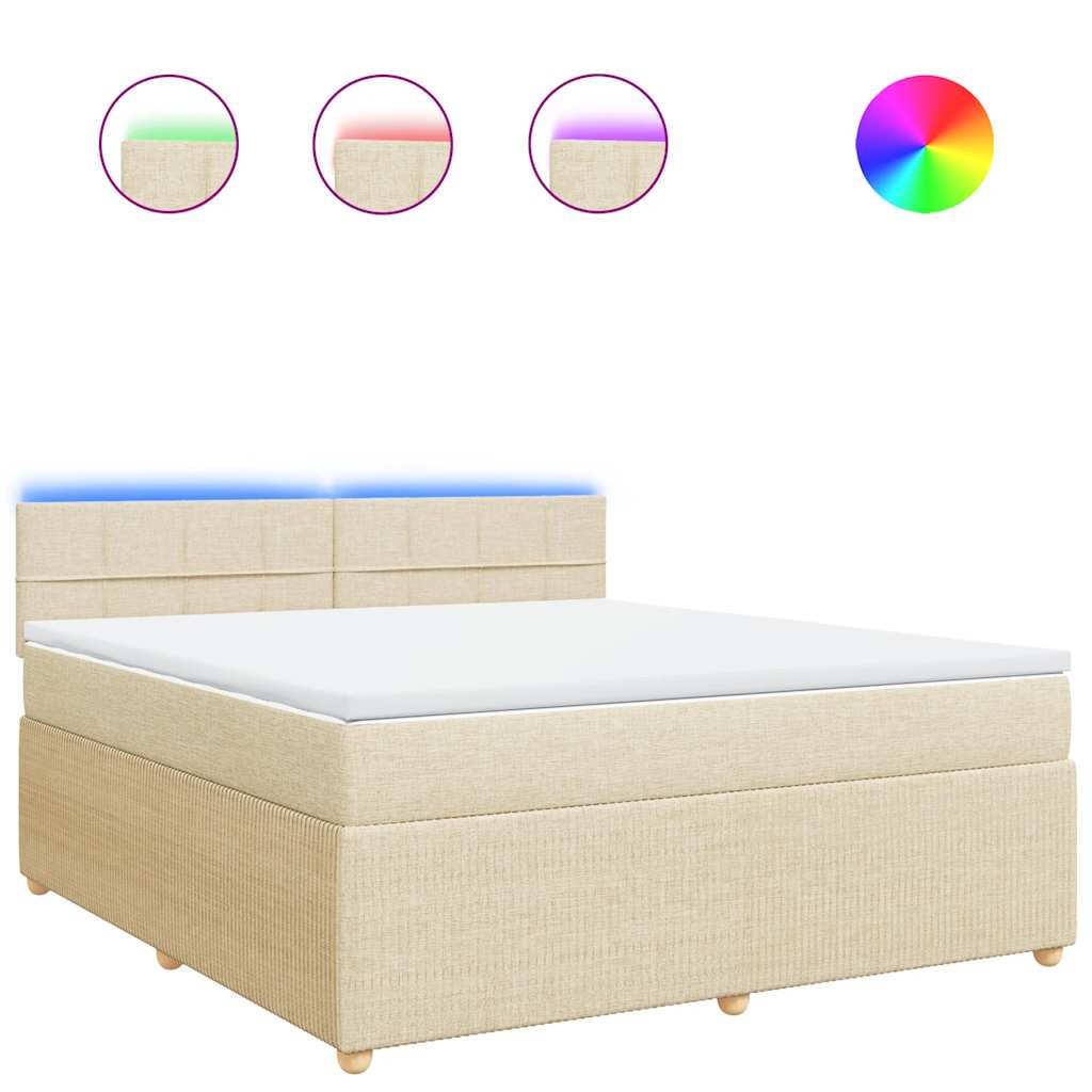 Κρεβάτι Boxspring με Στρώμα Κρεμ 180x200 εκ. Υφασμάτινο - Pakobazaar