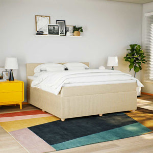 Κρεβάτι Boxspring με Στρώμα Κρεμ 180x200 εκ. Υφασμάτινο - Pakobazaar