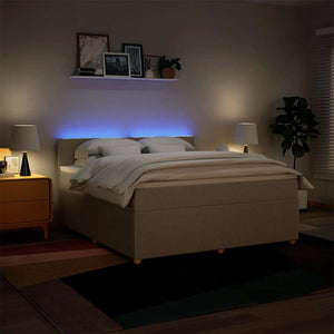 Κρεβάτι Boxspring με Στρώμα Κρεμ 180x200 εκ. Υφασμάτινο - Pakobazaar