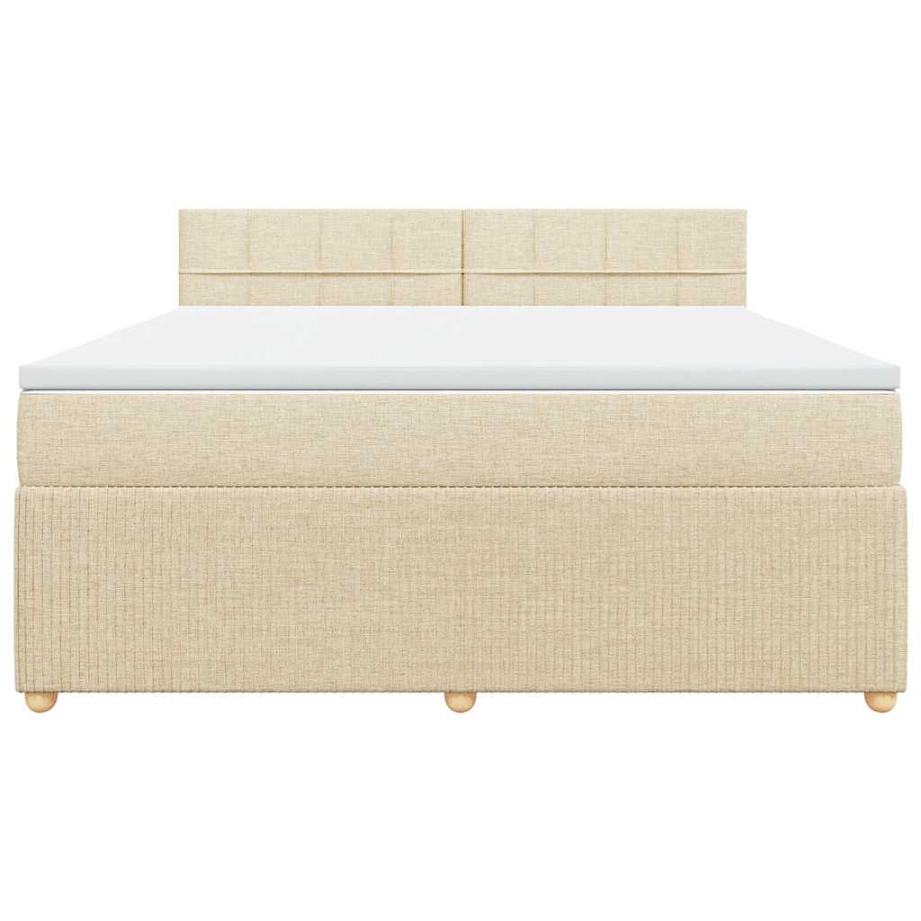 Κρεβάτι Boxspring με Στρώμα Κρεμ 180x200 εκ. Υφασμάτινο - Pakobazaar