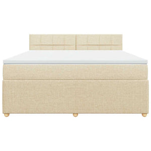 Κρεβάτι Boxspring με Στρώμα Κρεμ 180x200 εκ. Υφασμάτινο - Pakobazaar