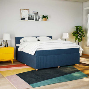 Κρεβάτι Boxspring με Στρώμα Μπλε 180x200 εκ. Υφασμάτινο - Pakobazaar