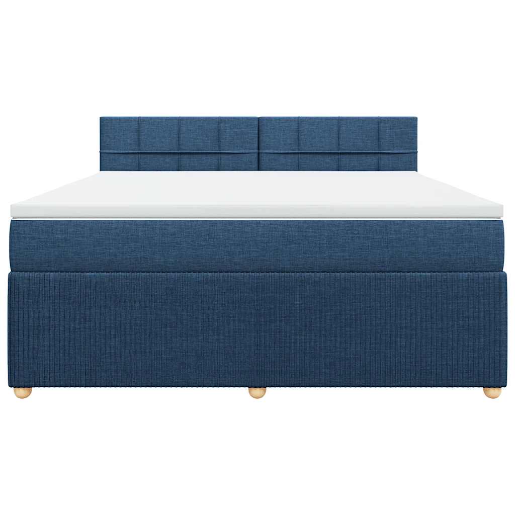 Κρεβάτι Boxspring με Στρώμα Μπλε 180x200 εκ. Υφασμάτινο - Pakobazaar