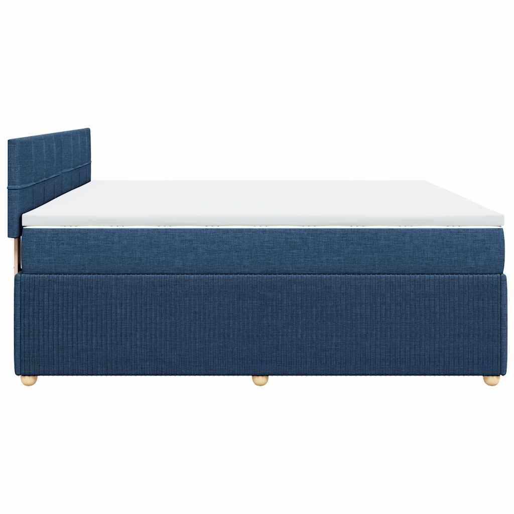 Κρεβάτι Boxspring με Στρώμα Μπλε 180x200 εκ. Υφασμάτινο - Pakobazaar