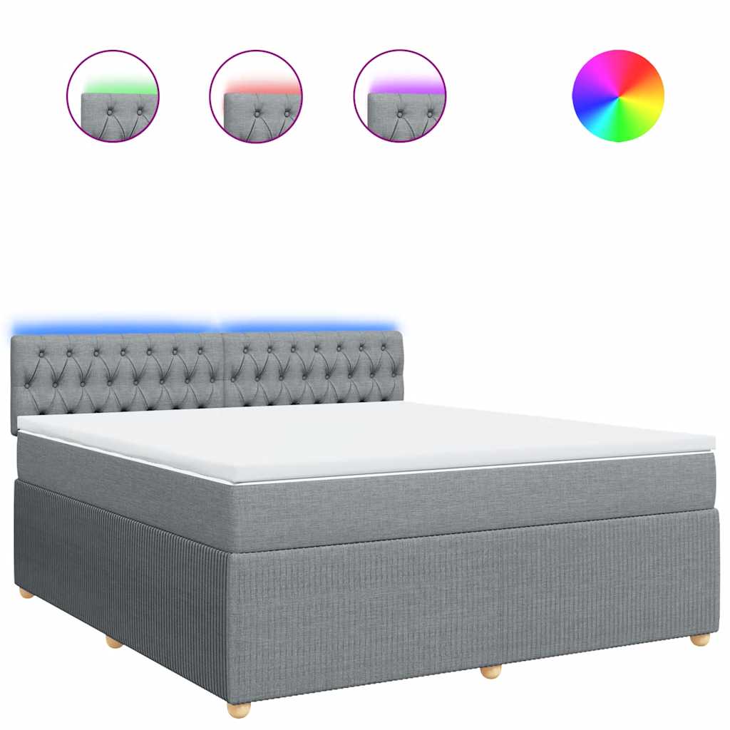 Κρεβάτι Boxspring με Στρώμα Ανοιχτό Γκρι 180x200 εκ. Υφασμάτινο - Pakobazaar