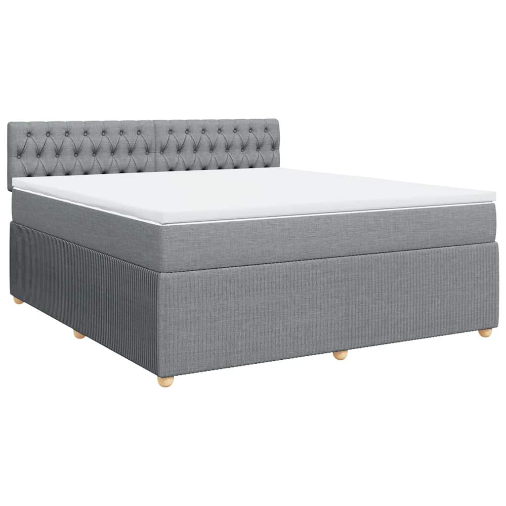 Κρεβάτι Boxspring με Στρώμα Ανοιχτό Γκρι 180x200 εκ. Υφασμάτινο - Pakobazaar