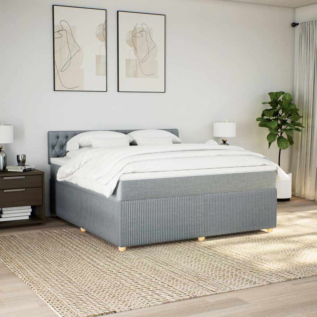 Κρεβάτι Boxspring με Στρώμα Ανοιχτό Γκρι 180x200 εκ. Υφασμάτινο - Pakobazaar