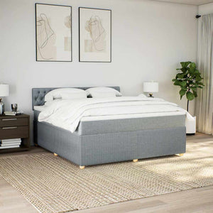 Κρεβάτι Boxspring με Στρώμα Ανοιχτό Γκρι 180x200 εκ. Υφασμάτινο - Pakobazaar