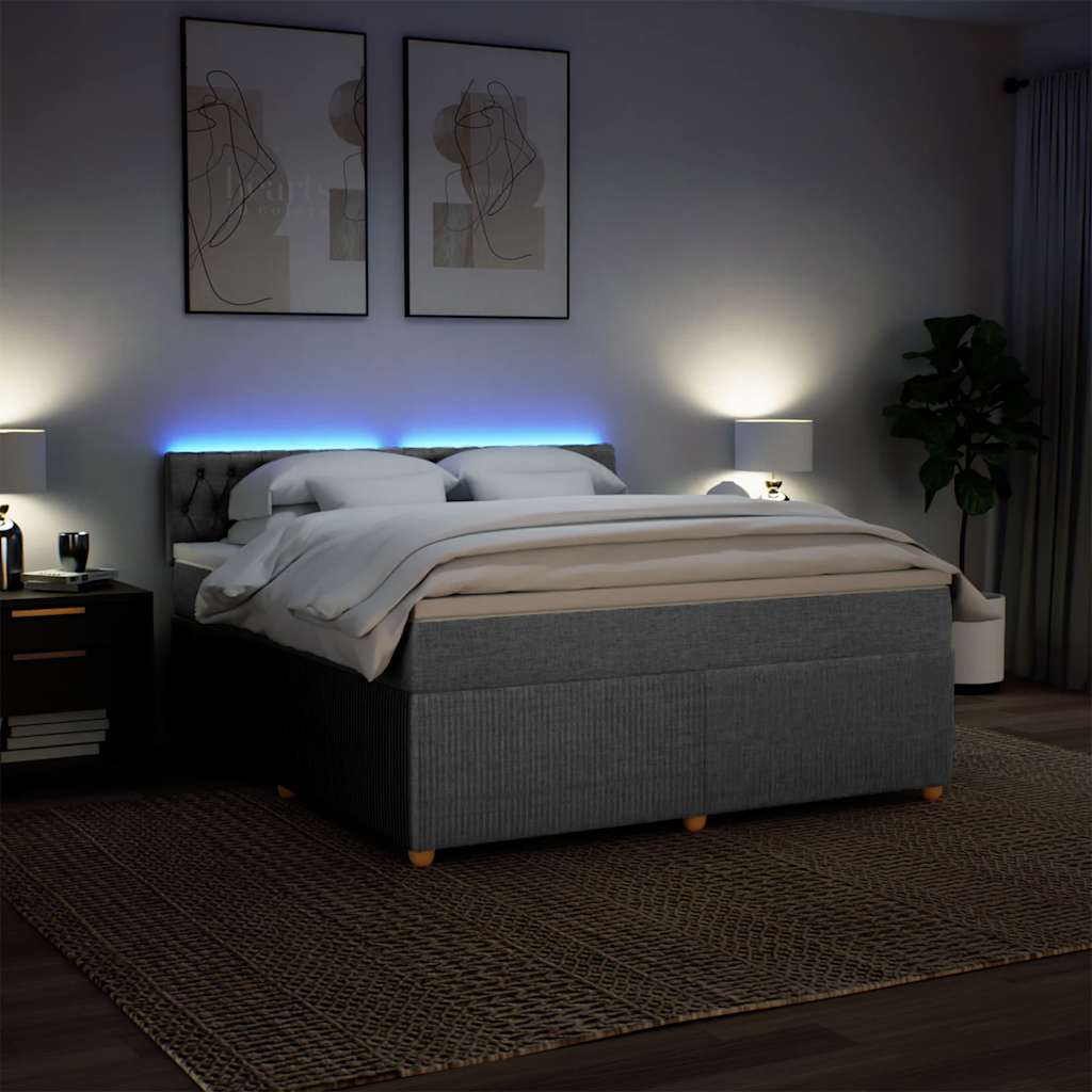 Κρεβάτι Boxspring με Στρώμα Ανοιχτό Γκρι 180x200 εκ. Υφασμάτινο - Pakobazaar