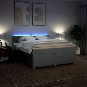 Κρεβάτι Boxspring με Στρώμα Ανοιχτό Γκρι 180x200 εκ. Υφασμάτινο - Pakobazaar