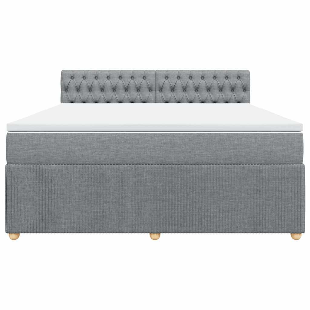 Κρεβάτι Boxspring με Στρώμα Ανοιχτό Γκρι 180x200 εκ. Υφασμάτινο - Pakobazaar