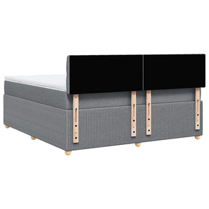 Κρεβάτι Boxspring με Στρώμα Ανοιχτό Γκρι 180x200 εκ. Υφασμάτινο - Pakobazaar