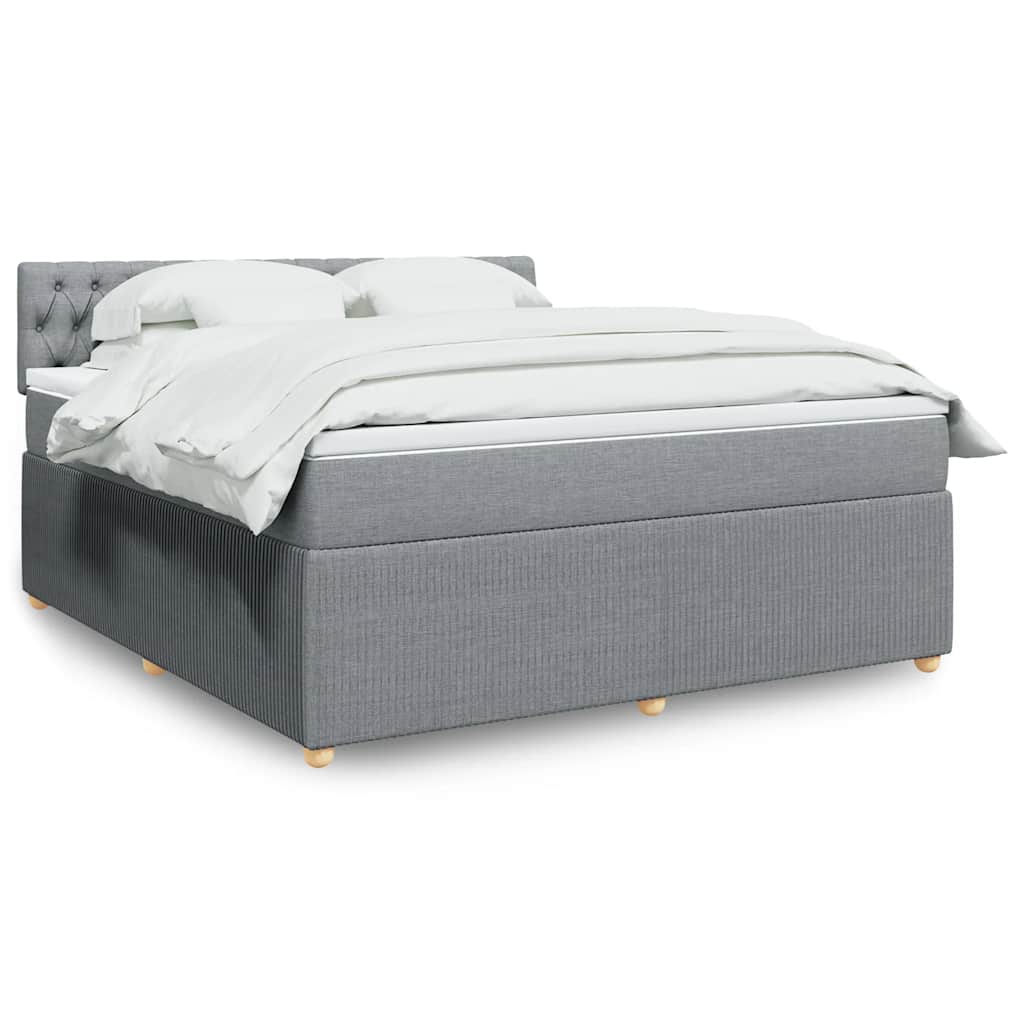 Κρεβάτι Boxspring με Στρώμα Ανοιχτό Γκρι 180x200 εκ. Υφασμάτινο - Pakobazaar