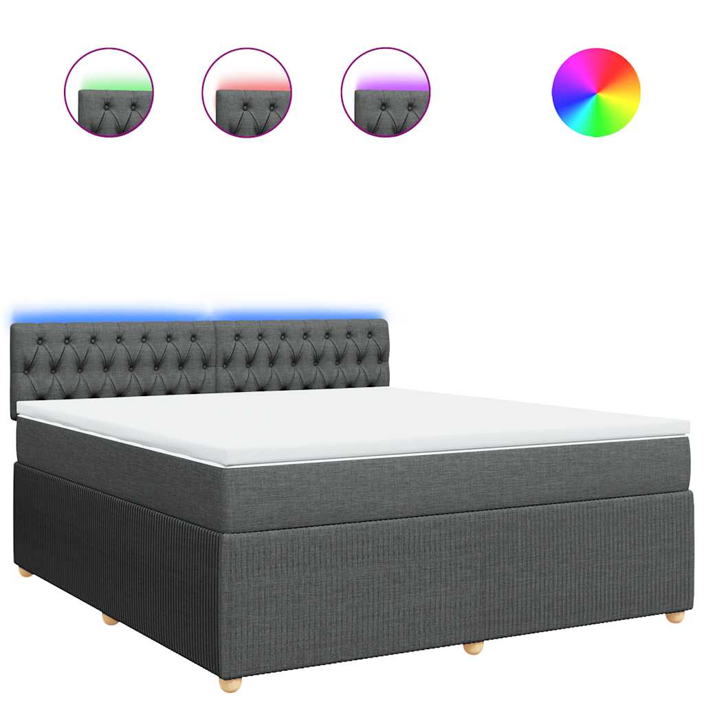 Κρεβάτι Boxspring με Στρώμα Σκούρο Γκρι 180x200 εκ Υφασμάτιν - Pakobazaar
