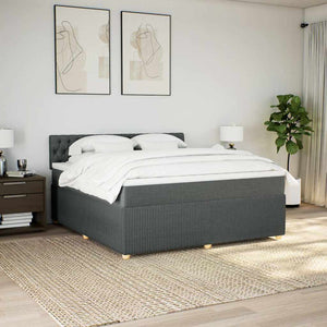 Κρεβάτι Boxspring με Στρώμα Σκούρο Γκρι 180x200 εκ Υφασμάτιν - Pakobazaar