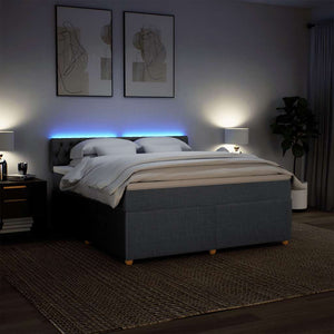 Κρεβάτι Boxspring με Στρώμα Σκούρο Γκρι 180x200 εκ Υφασμάτιν - Pakobazaar