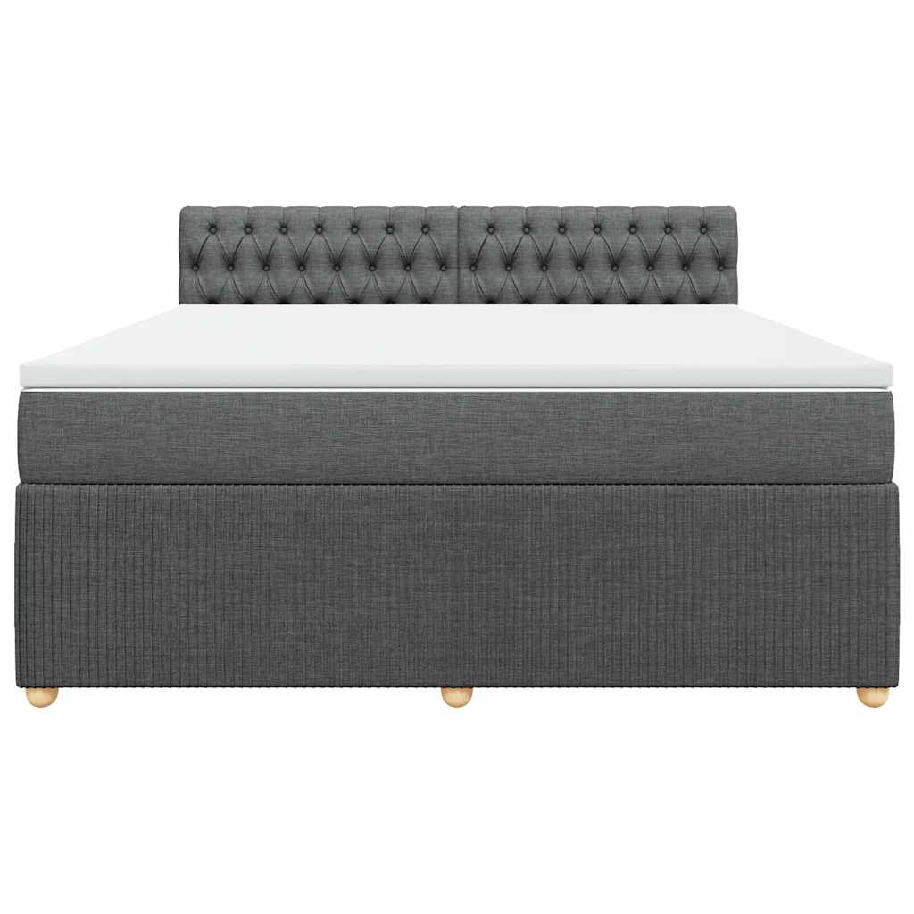 Κρεβάτι Boxspring με Στρώμα Σκούρο Γκρι 180x200 εκ Υφασμάτιν - Pakobazaar