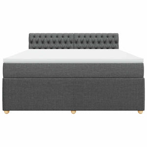 Κρεβάτι Boxspring με Στρώμα Σκούρο Γκρι 180x200 εκ Υφασμάτιν - Pakobazaar