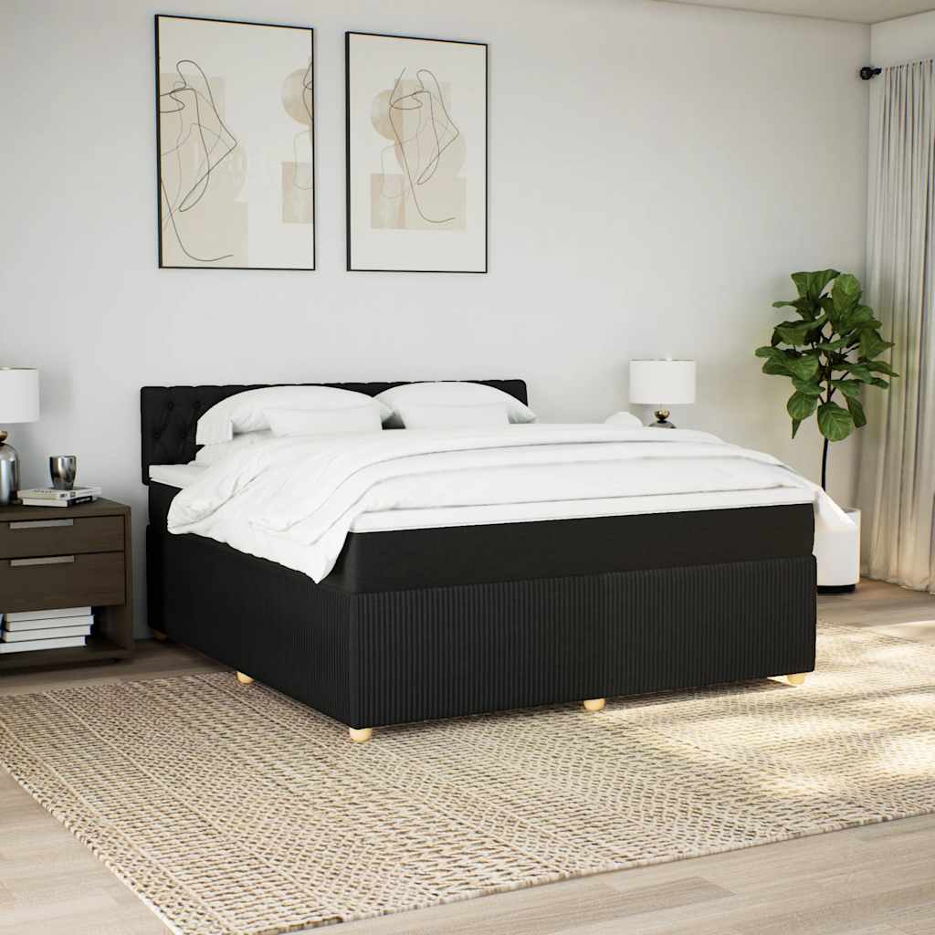 Κρεβάτι Boxspring με Στρώμα Μαύρο 180x200 εκ. Υφασμάτινο - Pakobazaar