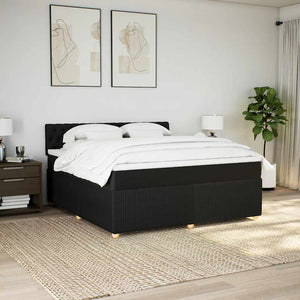 Κρεβάτι Boxspring με Στρώμα Μαύρο 180x200 εκ. Υφασμάτινο - Pakobazaar