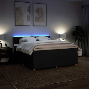 Κρεβάτι Boxspring με Στρώμα Μαύρο 180x200 εκ. Υφασμάτινο - Pakobazaar