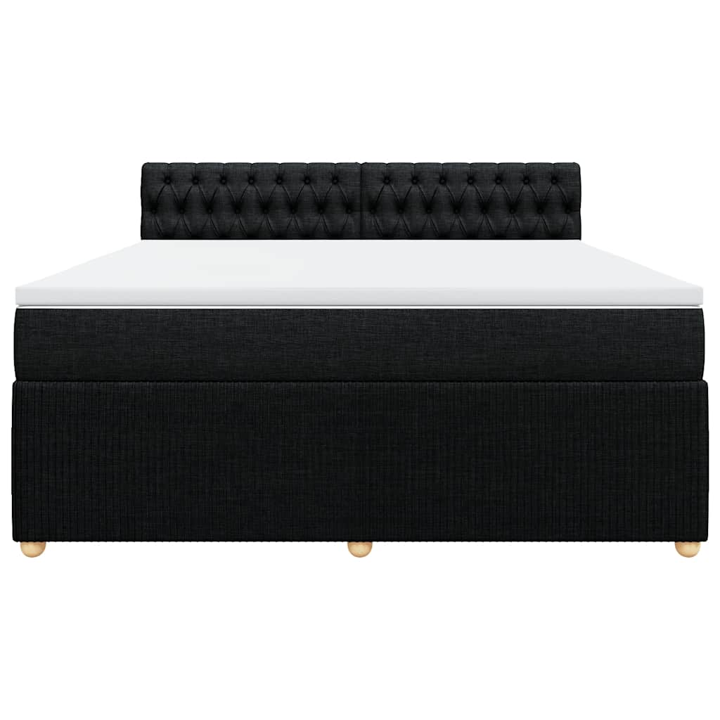 Κρεβάτι Boxspring με Στρώμα Μαύρο 180x200 εκ. Υφασμάτινο - Pakobazaar