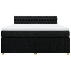 Κρεβάτι Boxspring με Στρώμα Μαύρο 180x200 εκ. Υφασμάτινο - Pakobazaar