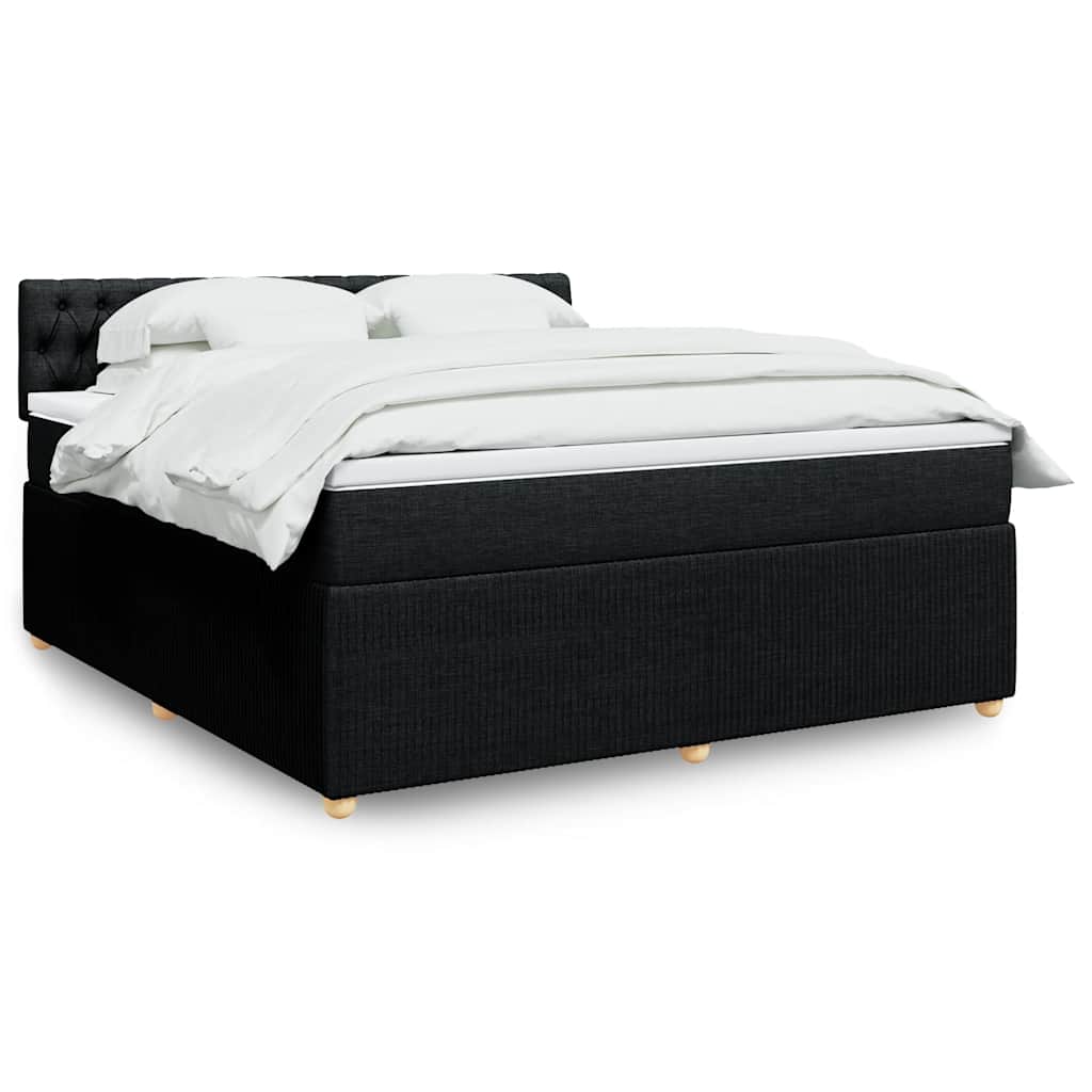 Κρεβάτι Boxspring με Στρώμα Μαύρο 180x200 εκ. Υφασμάτινο - Pakobazaar