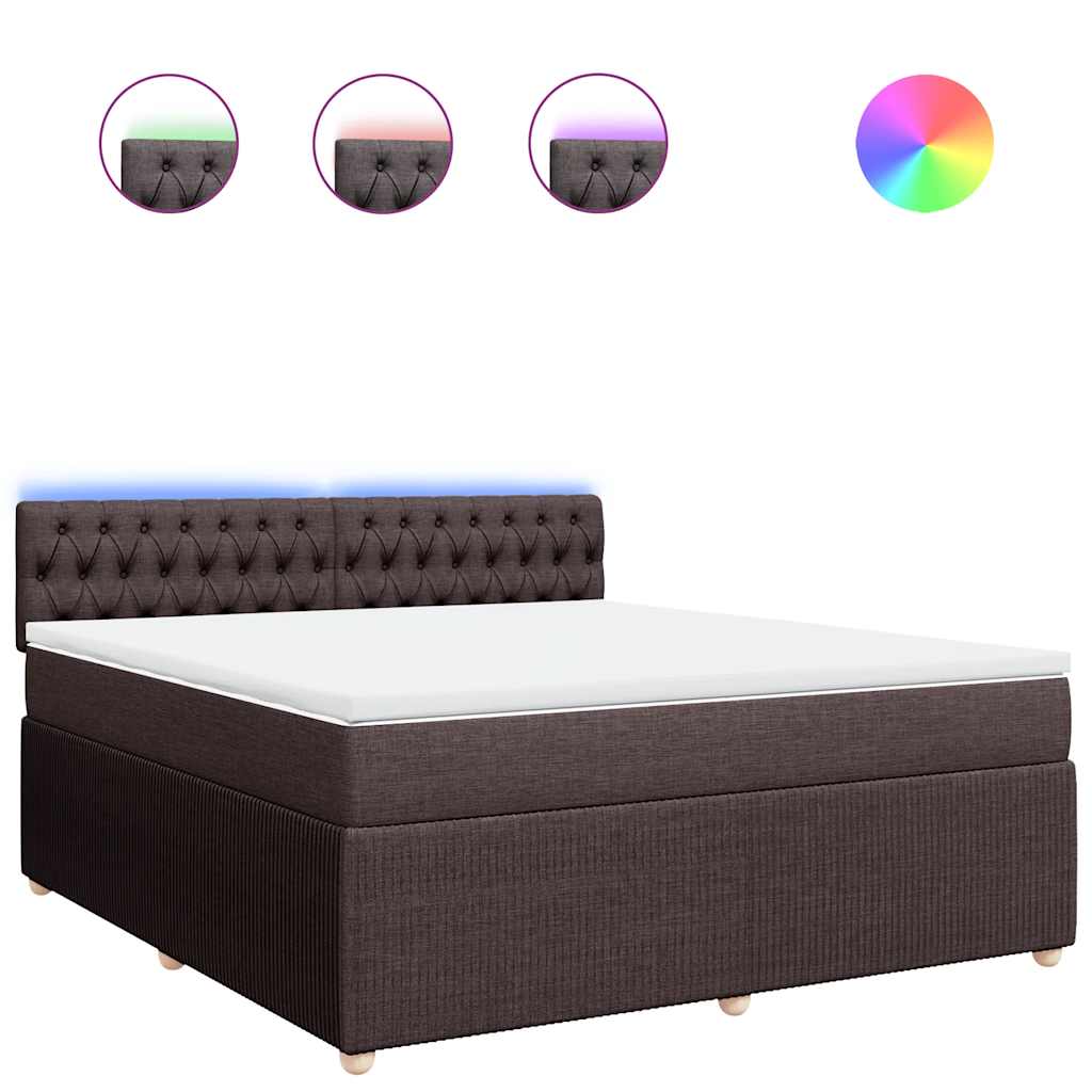 Κρεβάτι Boxspring με Στρώμα Σκούρο Καφέ 180x200 εκ Υφασμάτινο - Pakobazaar