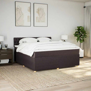 Κρεβάτι Boxspring με Στρώμα Σκούρο Καφέ 180x200 εκ Υφασμάτινο - Pakobazaar
