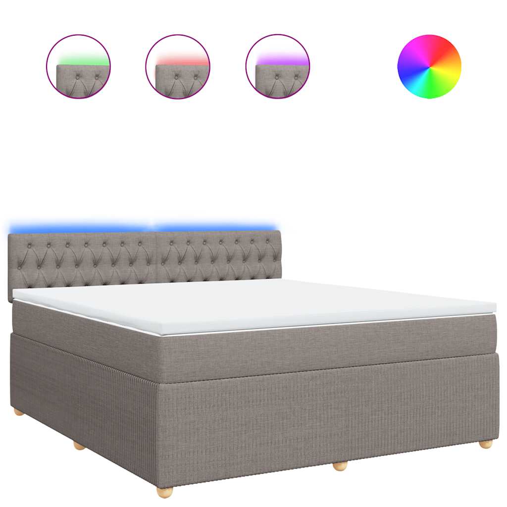Κρεβάτι Boxspring με Στρώμα Taupe 180x200 εκ. Υφασμάτινο - Pakobazaar