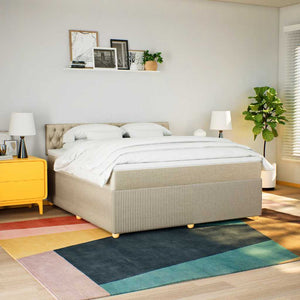 Κρεβάτι Boxspring με Στρώμα Κρεμ 180x200 εκ. Υφασμάτινο - Pakobazaar