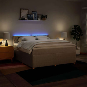 Κρεβάτι Boxspring με Στρώμα Κρεμ 180x200 εκ. Υφασμάτινο - Pakobazaar