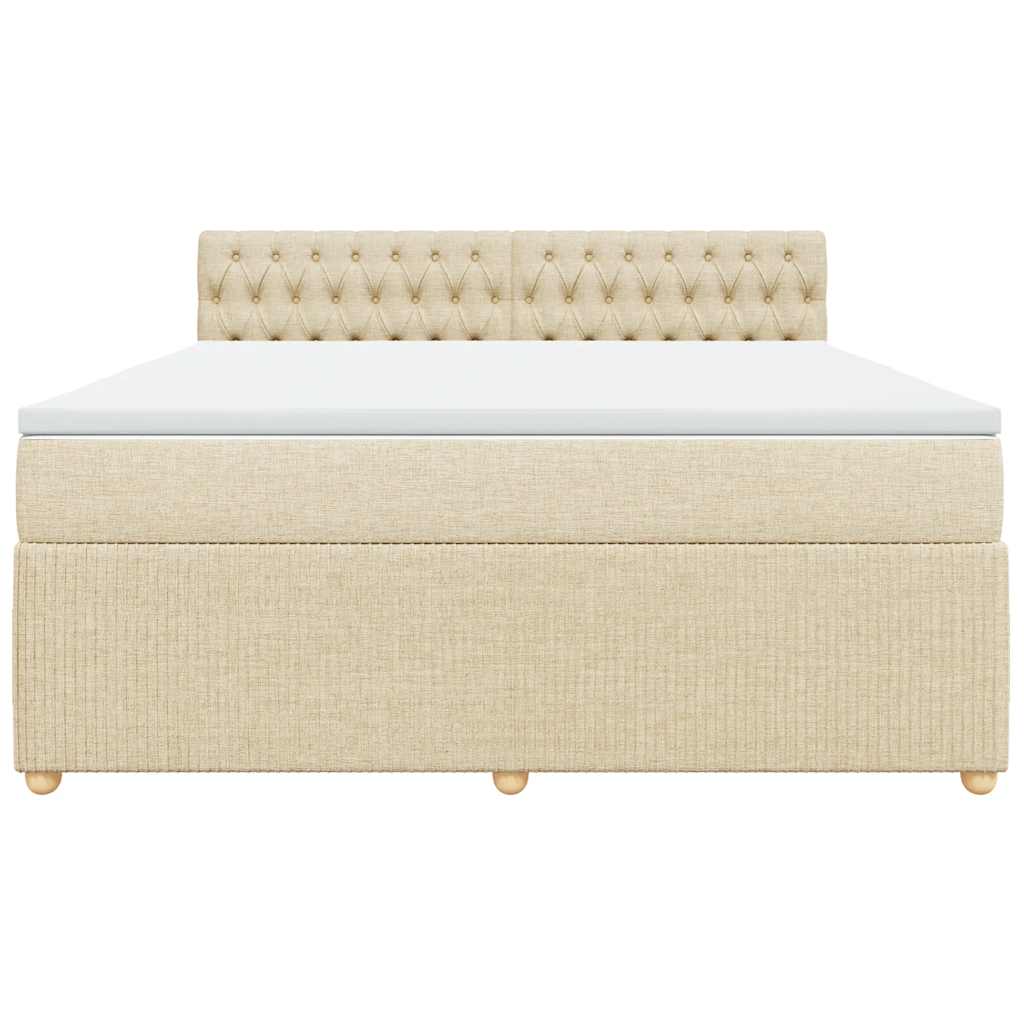 Κρεβάτι Boxspring με Στρώμα Κρεμ 180x200 εκ. Υφασμάτινο - Pakobazaar