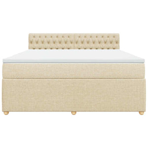 Κρεβάτι Boxspring με Στρώμα Κρεμ 180x200 εκ. Υφασμάτινο - Pakobazaar