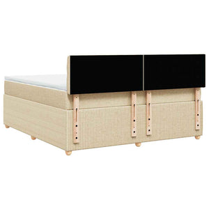 Κρεβάτι Boxspring με Στρώμα Κρεμ 180x200 εκ. Υφασμάτινο - Pakobazaar