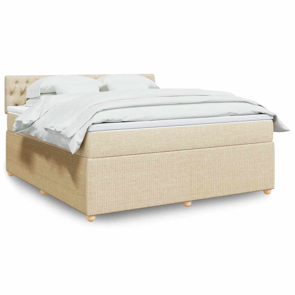 Κρεβάτι Boxspring με Στρώμα Κρεμ 180x200 εκ. Υφασμάτινο - Pakobazaar