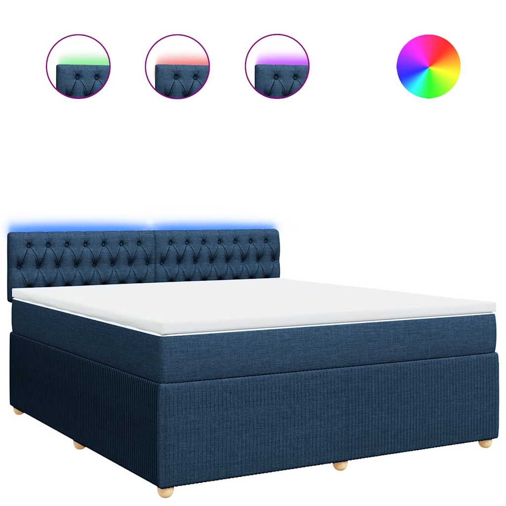 Κρεβάτι Boxspring με Στρώμα Μπλε 180x200 εκ. Υφασμάτινο