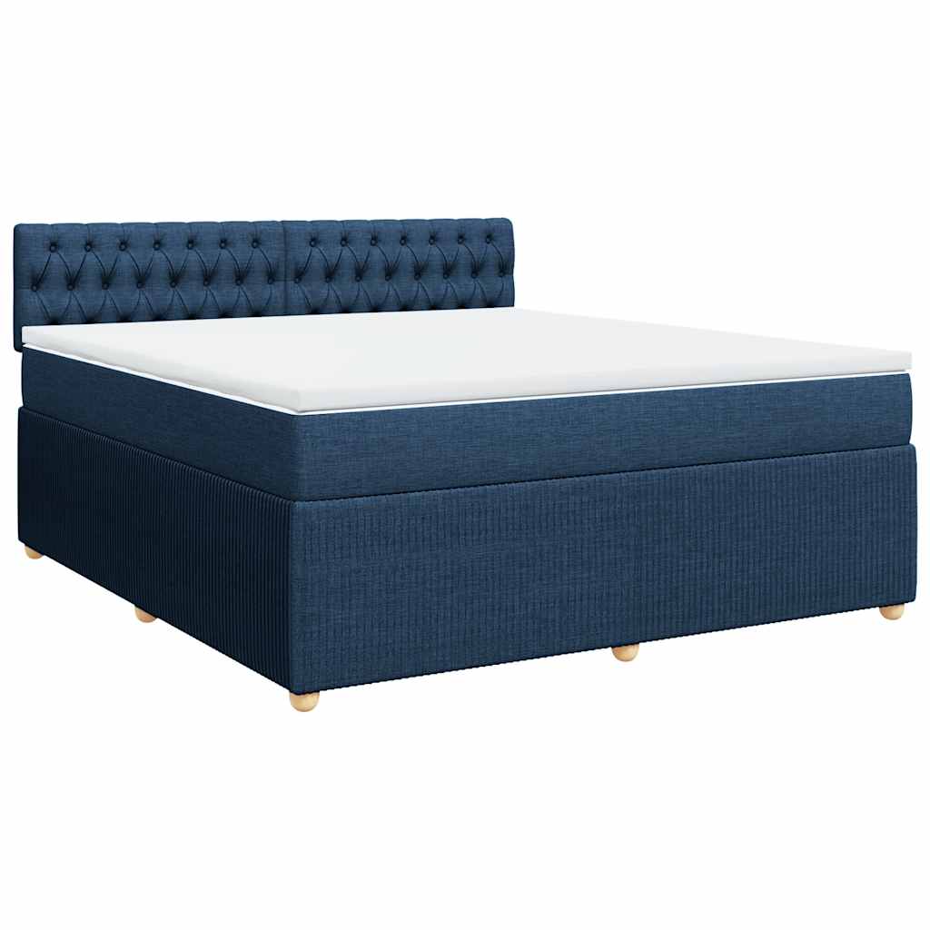 Κρεβάτι Boxspring με Στρώμα Μπλε 180x200 εκ. Υφασμάτινο