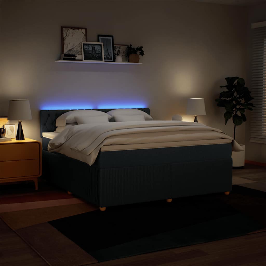 Κρεβάτι Boxspring με Στρώμα Μπλε 180x200 εκ. Υφασμάτινο