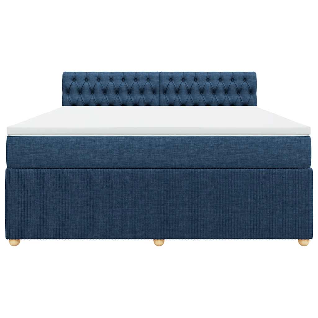 Κρεβάτι Boxspring με Στρώμα Μπλε 180x200 εκ. Υφασμάτινο