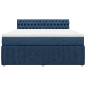 Κρεβάτι Boxspring με Στρώμα Μπλε 180x200 εκ. Υφασμάτινο
