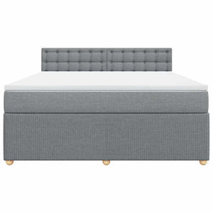 Κρεβάτι Boxspring με Στρώμα Ανοιχτό Γκρι 180x200 εκ. Υφασμάτινο - Pakobazaar