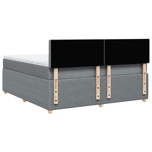 Κρεβάτι Boxspring με Στρώμα Ανοιχτό Γκρι 180x200 εκ. Υφασμάτινο - Pakobazaar
