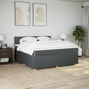 Κρεβάτι Boxspring με Στρώμα Σκούρο Γκρι 180x200 εκ Υφασμάτιν - Pakobazaar