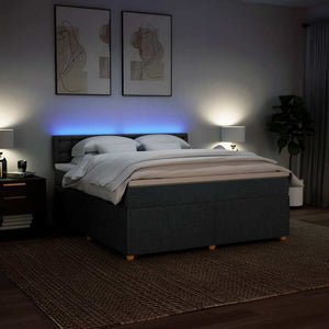 Κρεβάτι Boxspring με Στρώμα Σκούρο Γκρι 180x200 εκ Υφασμάτιν - Pakobazaar