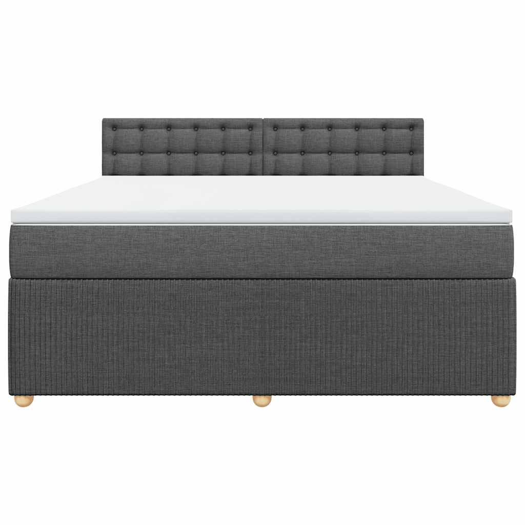 Κρεβάτι Boxspring με Στρώμα Σκούρο Γκρι 180x200 εκ Υφασμάτιν - Pakobazaar