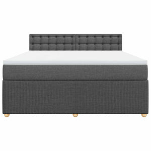 Κρεβάτι Boxspring με Στρώμα Σκούρο Γκρι 180x200 εκ Υφασμάτιν - Pakobazaar